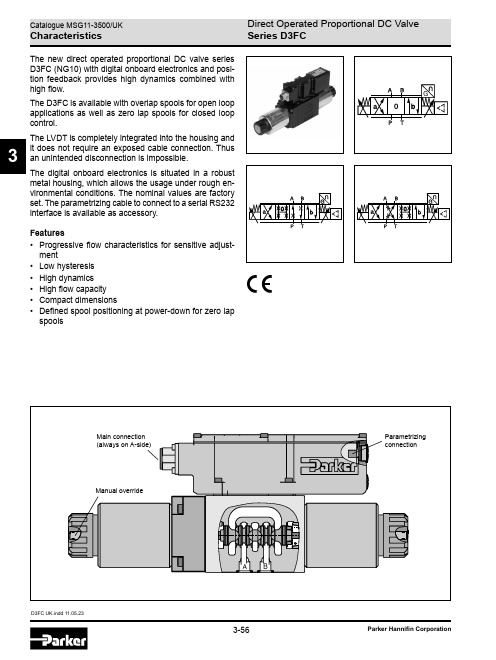 Parker Hannifin 直压比例电机阀D3FC系列（NG10）商品说明说明书