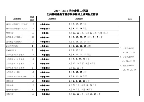 2017—2018学年度第二学期