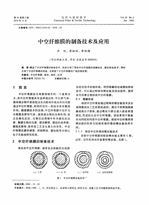 中空纤维膜的制备技术及应用