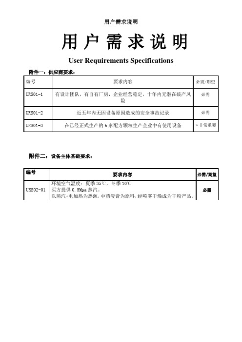 用户需求说明