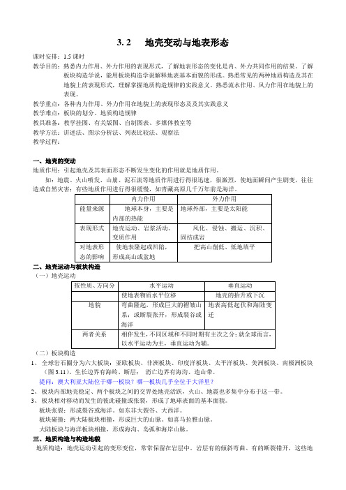 高中地理必修上册地壳变动与地表形态2