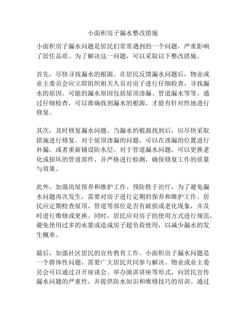 小面积房子漏水整改措施