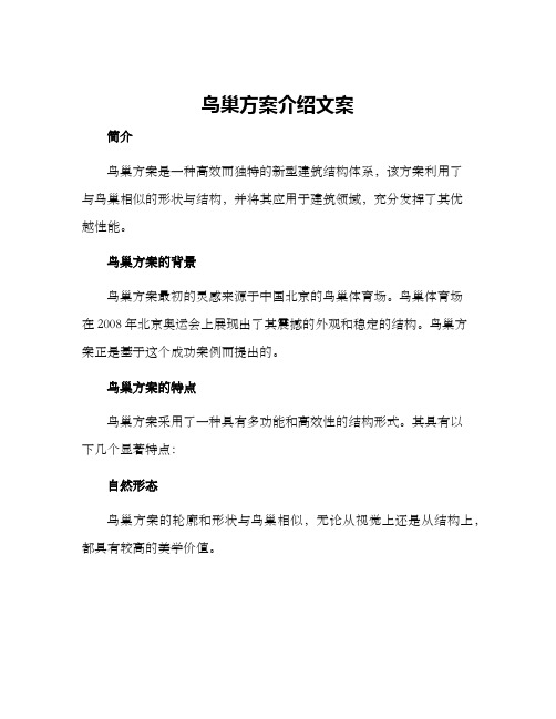 鸟巢方案介绍文案