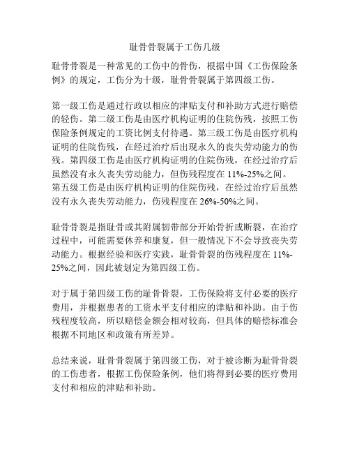 耻骨骨裂属于工伤几级