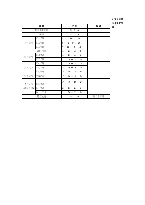 广西大学学生作息时间表