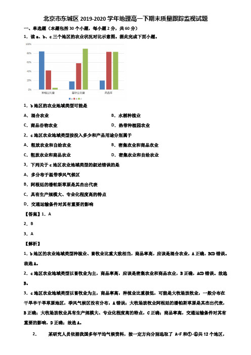 北京市东城区2019-2020学年地理高一下期末质量跟踪监视试题含解析