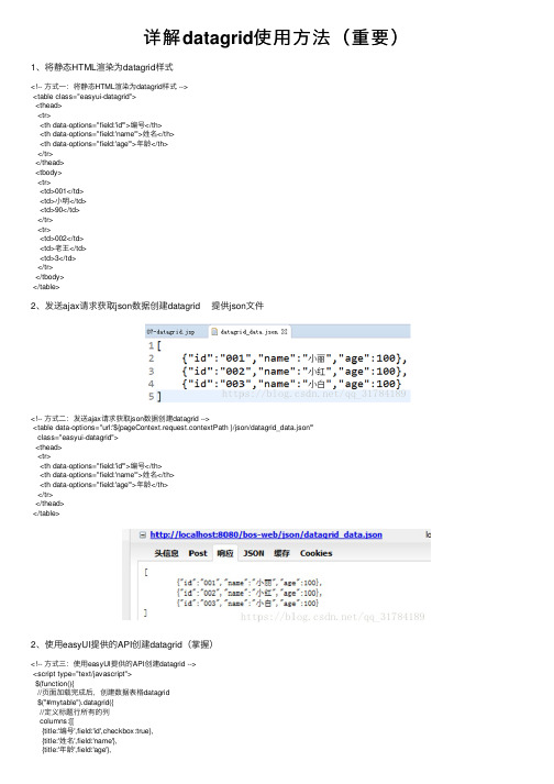 详解datagrid使用方法（重要）