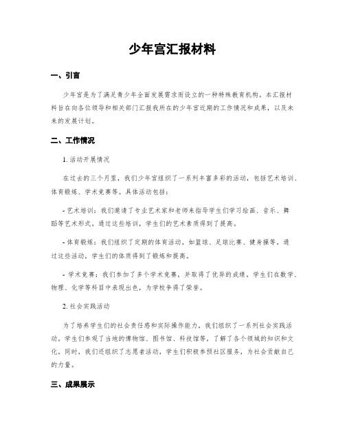 少年宫汇报材料