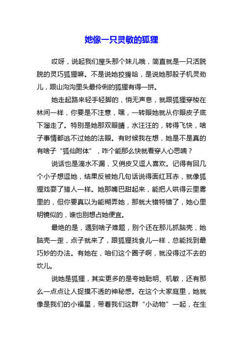 以她像一只灵敏的狐狸为题的作文