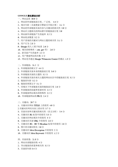 GOOGLE排名算法分析