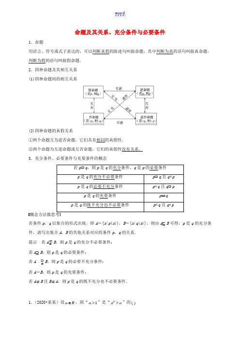 高考数学 考点 第一章 集合与常用逻辑用语 命题及其关系、充分条件与必要条件(理)-人教版高三全册数