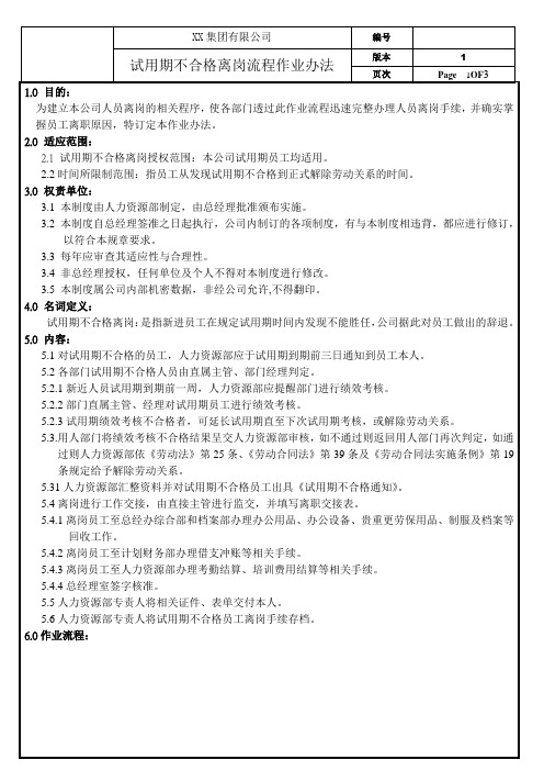 试用期不合格作业流程