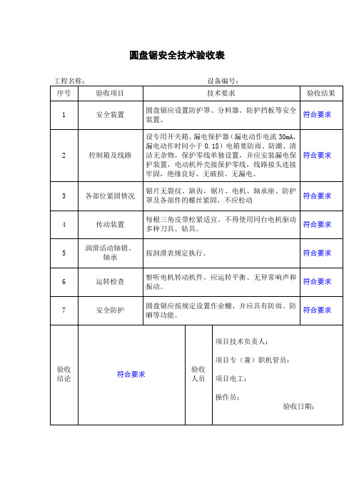 圆盘锯安全技术验收表