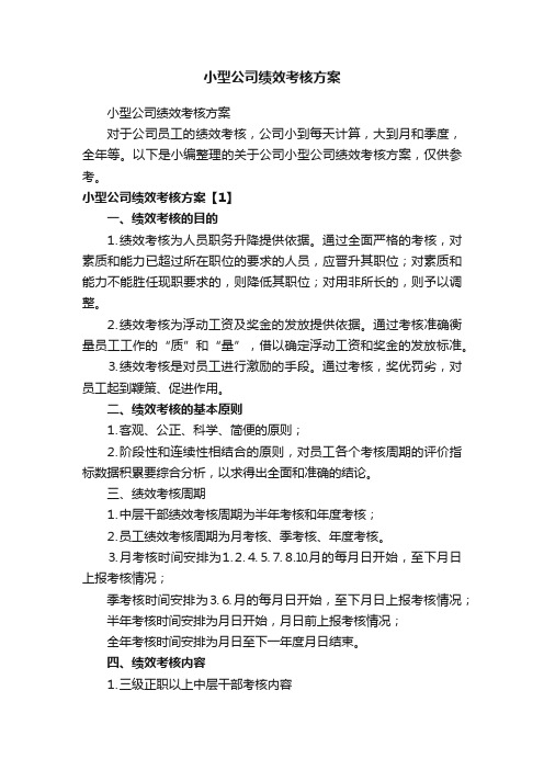 小型公司绩效考核方案