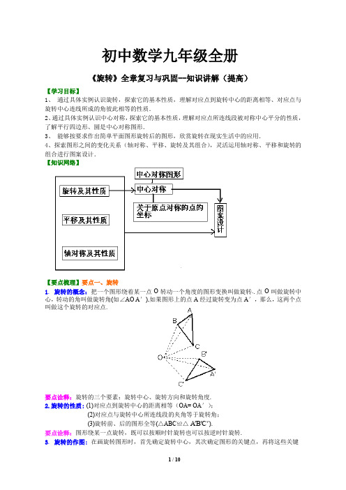 29初中数学九年级全册  《旋转》全章复习与巩固--知识讲解(提高)(1)