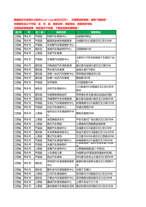 新版江西省萍乡市汽车装饰工商企业公司名录名单大全113家