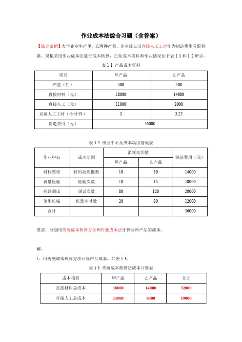 作业成本法综合习题(含答案)【优质文档】