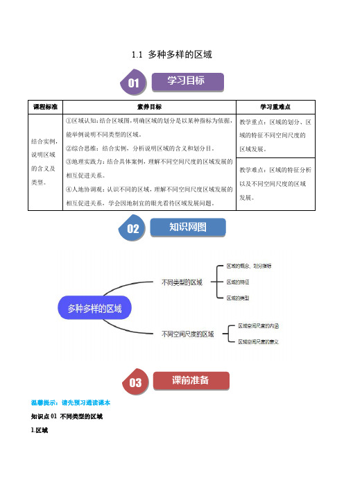 2024年高二地理同步讲义(人教版2019选择性必修2) 1.1  多种多样的区域(解析版)