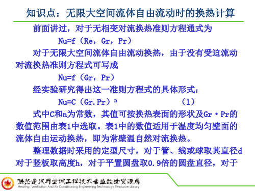 知识点：无限大空间流体自由流动时的换热计算PPT讲解