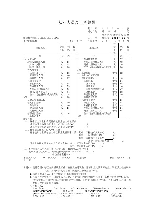 从业人员及工资总额