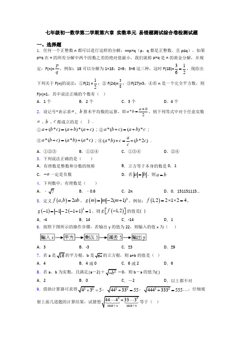 七年级初一数学第二学期第六章 实数单元 易错题测试综合卷检测试题