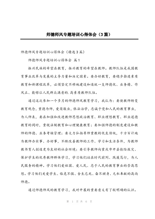 2024年师德师风专题培训心得体会(3篇)