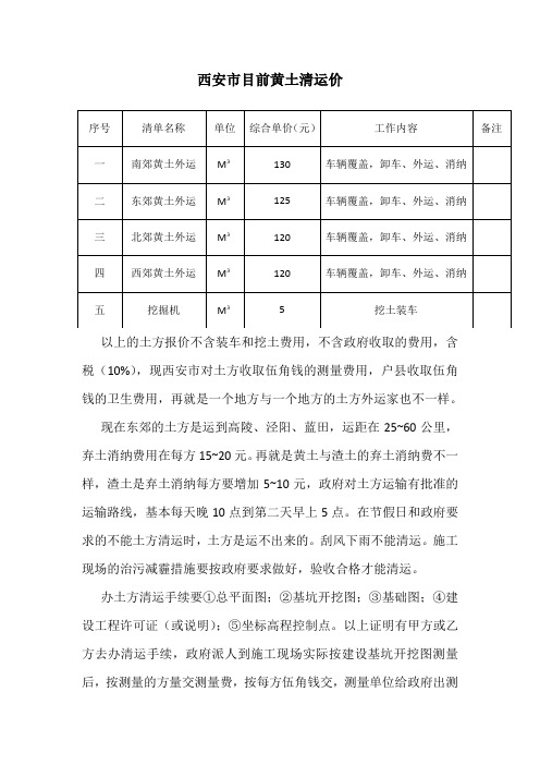 西安市目前黄土清运价