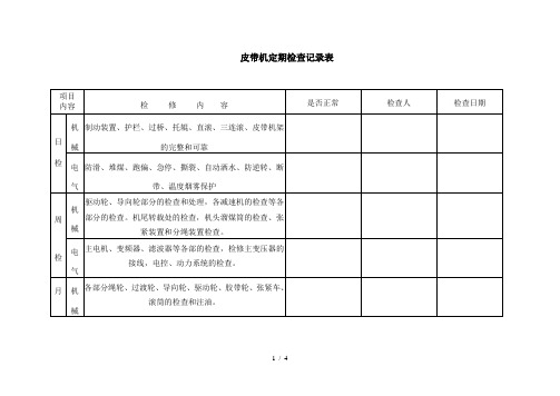 皮带机定期检查记录表