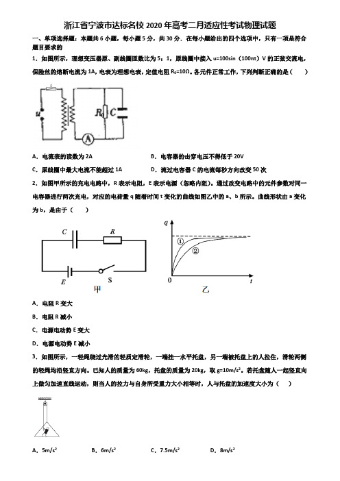 浙江省宁波市达标名校2020年高考二月适应性考试物理试题含解析