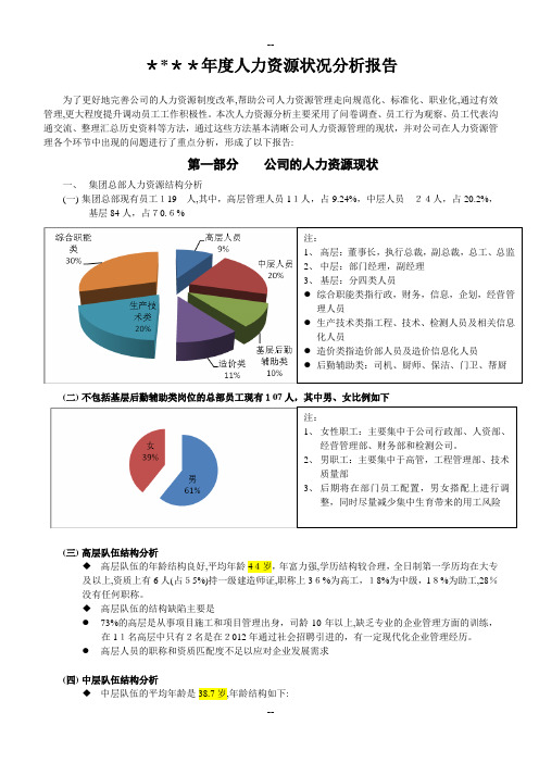 XX公司年度人力资源状况分析报告