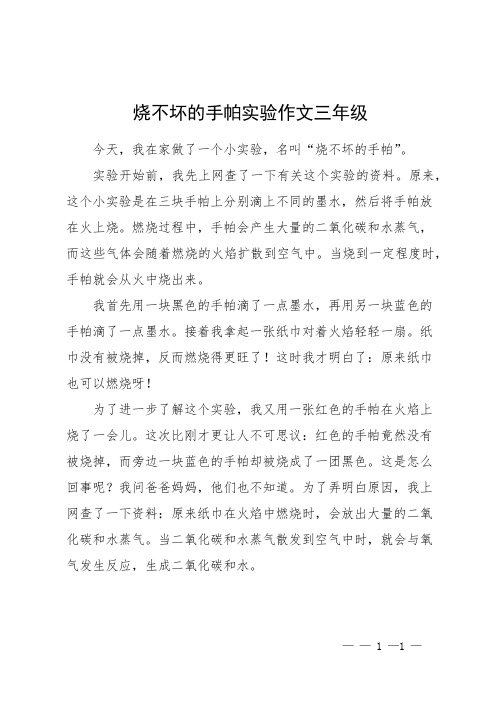 烧不坏的手帕实验作文三年级