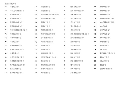 航空公司代码表(按国家分类)