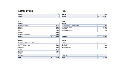 资产负债表模板
