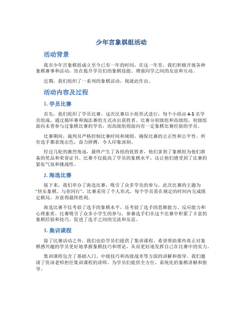 少年宫象棋组活动总结