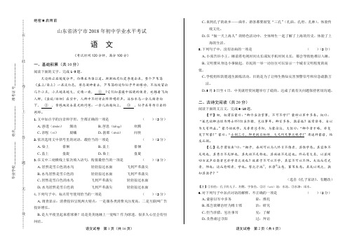 (高清版)2018年山东省济宁市中考语文试卷