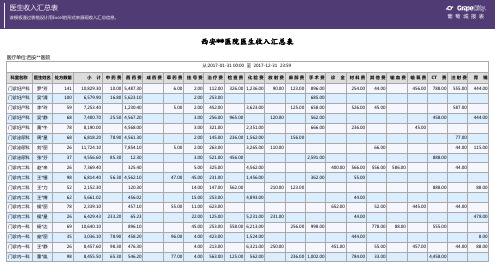 医生收入汇总表-汇总分析报表