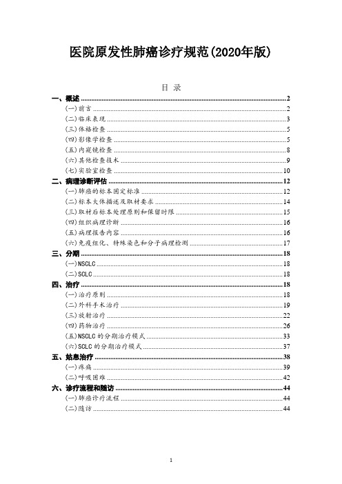 医院原发性肺癌诊疗规范(2020年版)