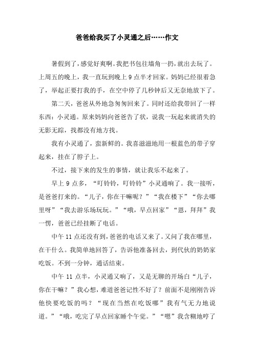 爸爸给我买了小灵通之后……作文