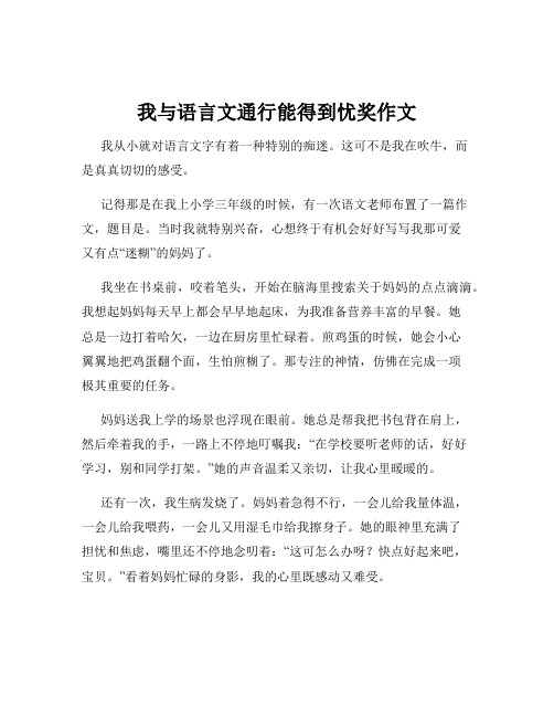 我与语言文通行能得到忧奖作文