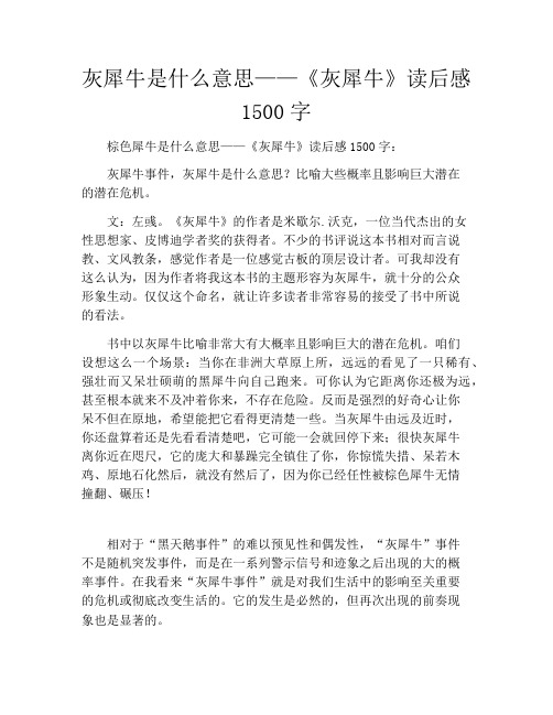 灰犀牛是什么意思——《灰犀牛》读后感1500字