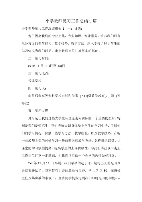 小学教师见习工作总结5篇