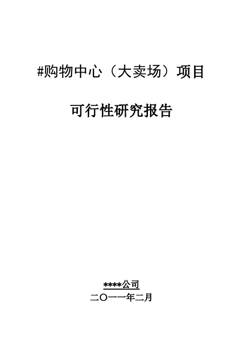 购物中心(大型超市)项目可行性研究报告(甲级)