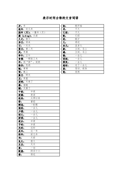 表示时间古称的文言词语