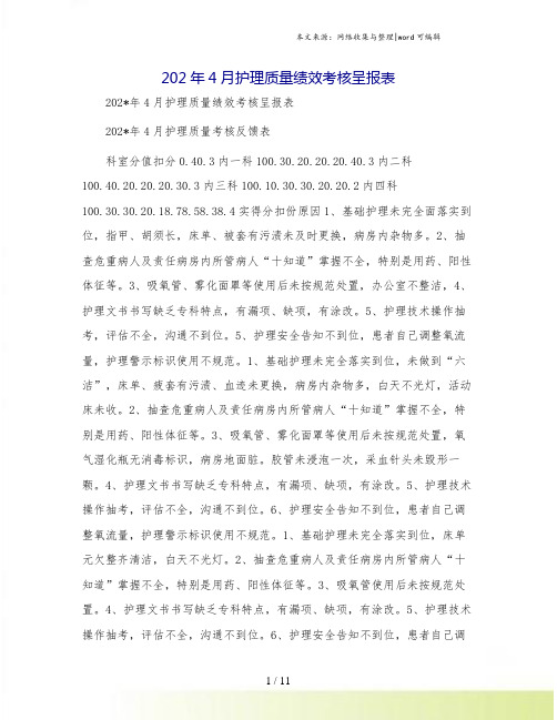 202年4月护理质量绩效考核呈报表.doc