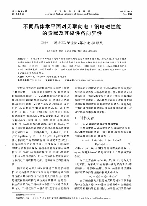 不同晶体学平面对无取向电工钢电磁性能的贡献及其磁性各向异性