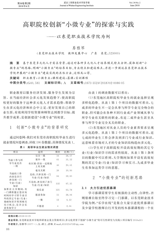 高职院校创新“小微专业”的探索与实践——以东莞职业技术学院为例