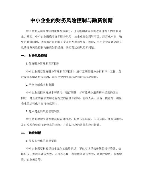 中小企业的财务风险控制与融资创新