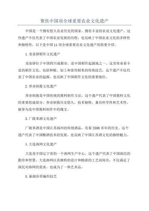 聚焦中国项全球重要农业文化遗产