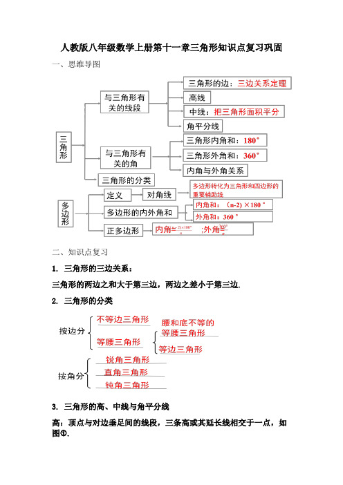 人教版八年级数学上册第十一章三角形知识点复习巩固