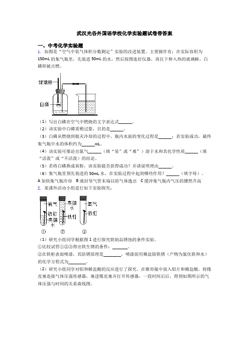 武汉光谷外国语学校化学实验题试卷带答案